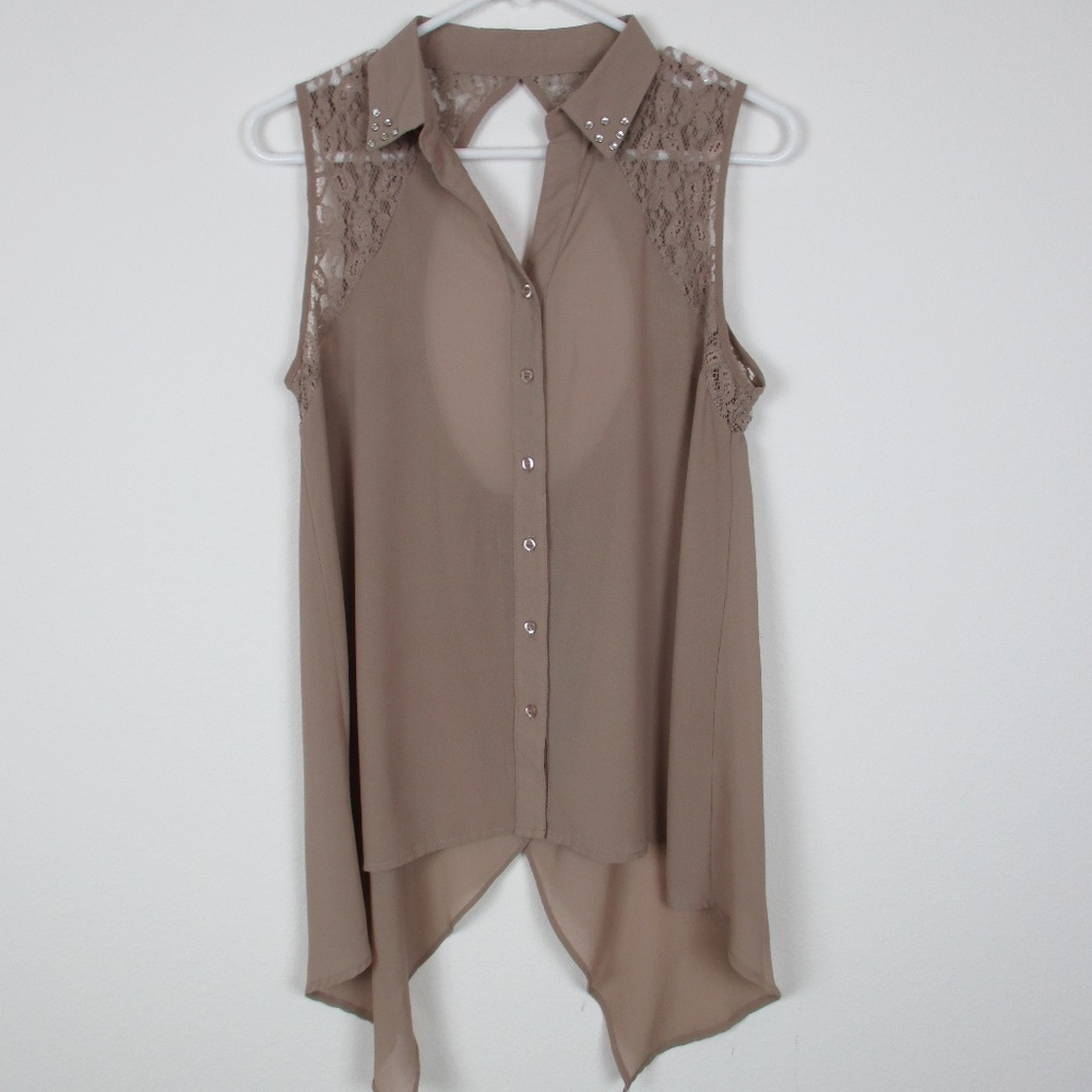 Moon Collection, Split Back Collar Button Down Top